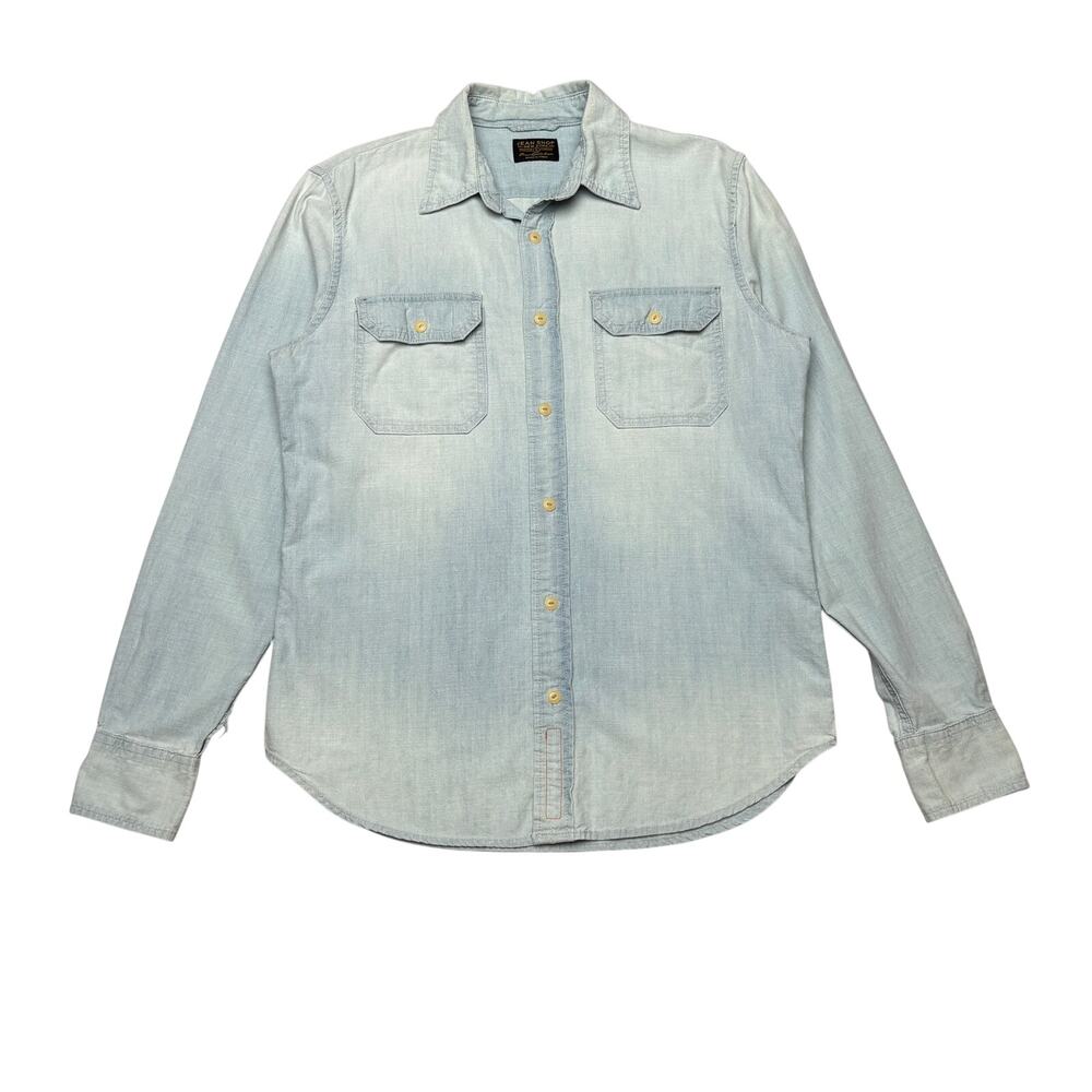 Jean Shop NYC 2 Pockets Shirt Chambray Button Up Men's Small Western Workwear